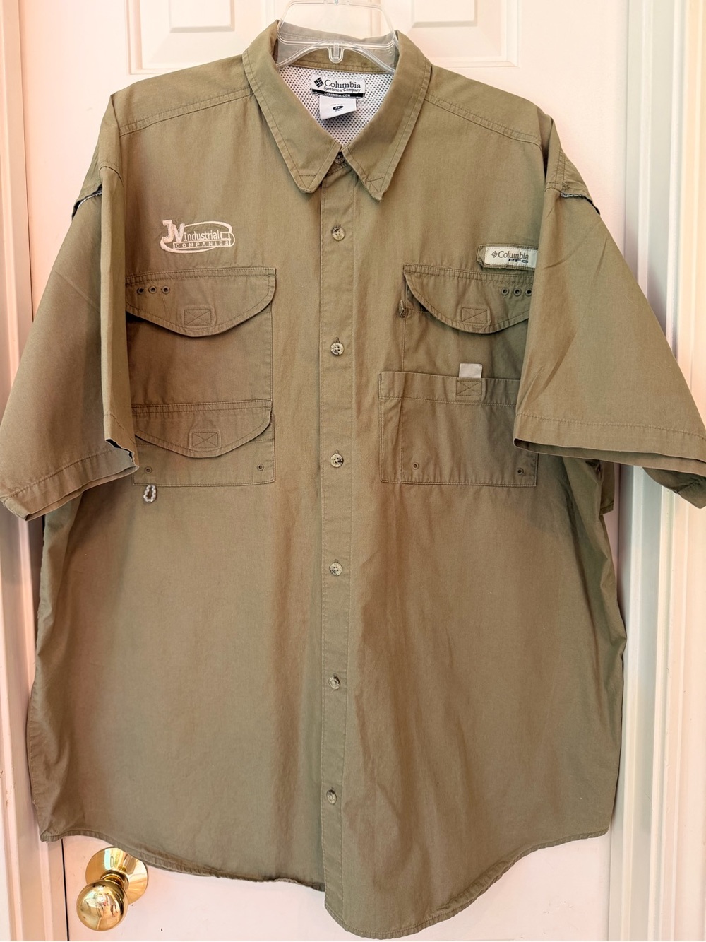 Columbia PFG Shirt Fishing Vented Short Sleeve Button Down Tan/Brown Men’s Sz XL - Picture 11 of 16